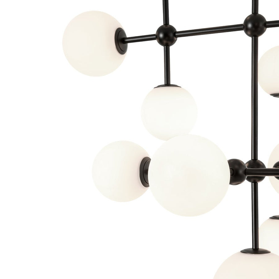 LightFixturesUSA - Luminous Opal Glass Globe Geometric Bubble Chandelier - Chandelier - Black (Exclusive Offer) - 