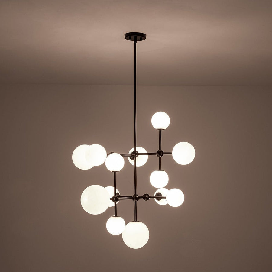 LightFixturesUSA - Luminous Opal Glass Globe Geometric Bubble Chandelier - Chandelier - Black (Exclusive Offer) - 