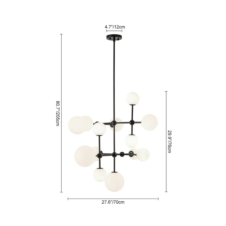 LightFixturesUSA - Luminous Opal Glass Globe Geometric Bubble Chandelier - Chandelier - Black (Exclusive Offer) - 