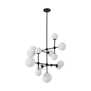 LightFixturesUSA - Luminous Opal Glass Globe Geometric Bubble Chandelier - Chandelier - Black (Exclusive Offer) - 