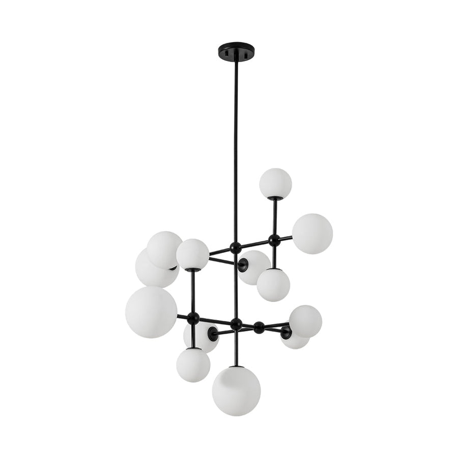 LightFixturesUSA - Luminous Opal Glass Globe Geometric Bubble Chandelier - Chandelier - Black (Exclusive Offer) - 