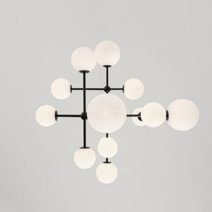 LightFixturesUSA - Luminous Opal Glass Globe Geometric Bubble Chandelier - Chandelier - Black (Exclusive Offer) - 