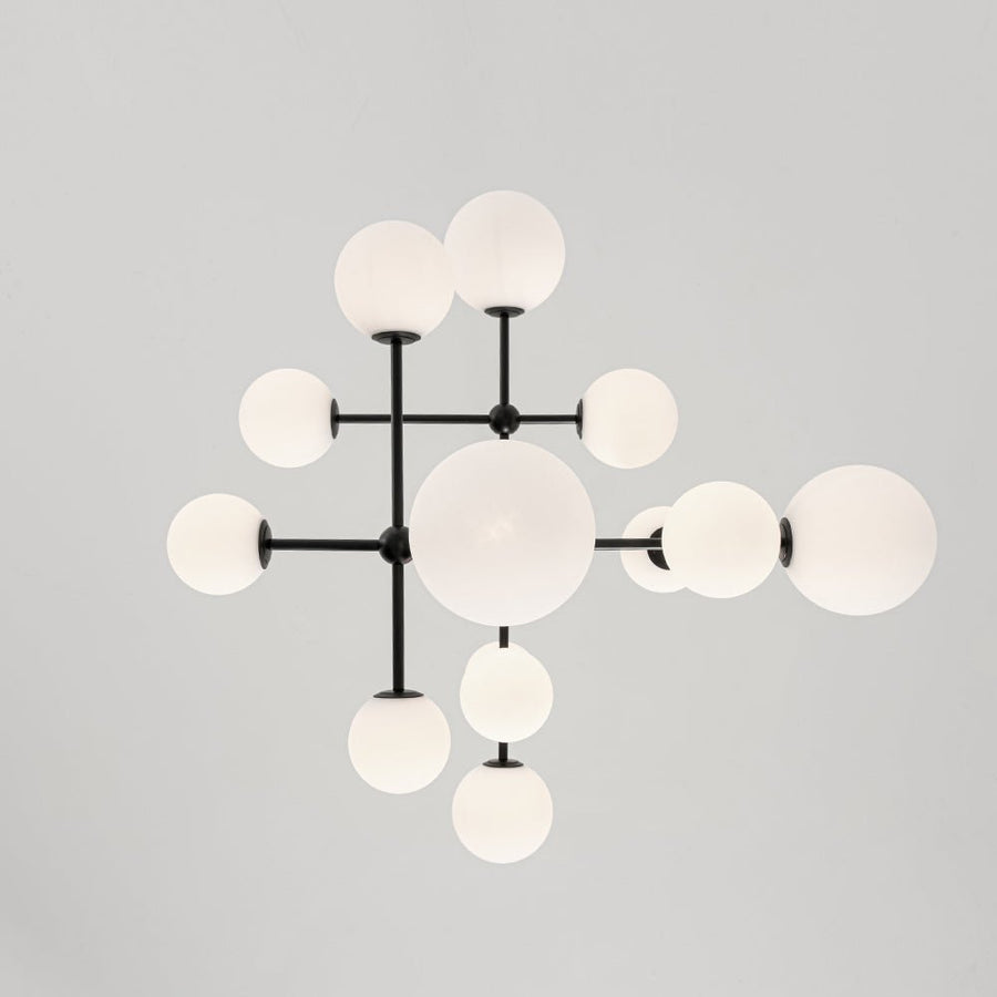 LightFixturesUSA - Luminous Opal Glass Globe Geometric Bubble Chandelier - Chandelier - Black (Exclusive Offer) - 