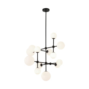 LightFixturesUSA - Luminous Opal Glass Globe Geometric Bubble Chandelier - Chandelier - Black (Exclusive Offer) - 