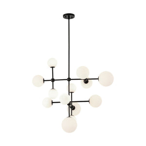 LightFixturesUSA - Luminous Opal Glass Globe Geometric Bubble Chandelier - Chandelier - Black (Exclusive Offer) - 