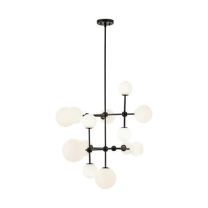 LightFixturesUSA - Luminous Opal Glass Globe Geometric Bubble Chandelier - Chandelier - Black (Exclusive Offer) - 