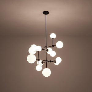 LightFixturesUSA - Luminous Opal Glass Globe Geometric Bubble Chandelier - Chandelier - Black (Exclusive Offer) - 