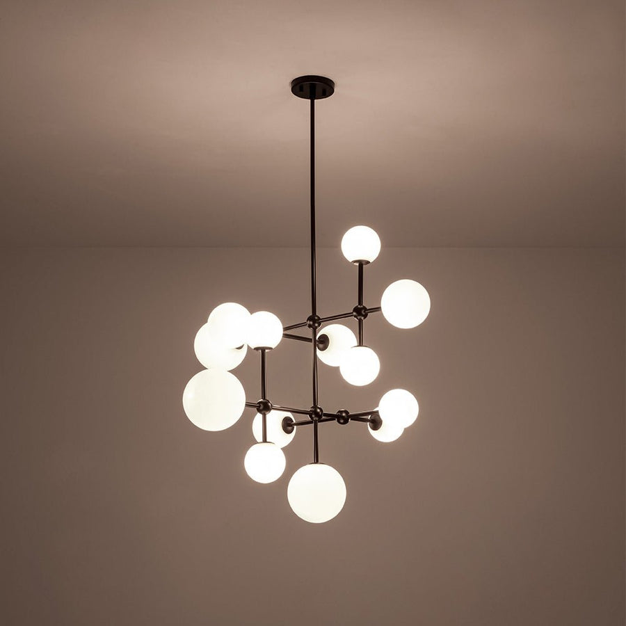 LightFixturesUSA - Luminous Opal Glass Globe Geometric Bubble Chandelier - Chandelier - Black (Exclusive Offer) - 