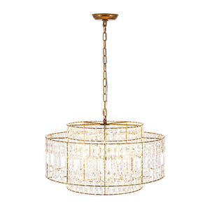 LightFixturesUSA - Luxe Antique Bronze Tiered Crystal Drum Cage Chandelier - Chandelier - Antique Bronze - 