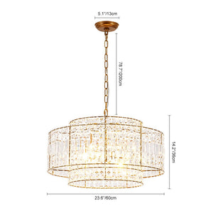 LightFixturesUSA - Luxe Antique Bronze Tiered Crystal Drum Cage Chandelier - Chandelier - Antique Bronze - 