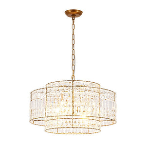 LightFixturesUSA - Luxe Antique Bronze Tiered Crystal Drum Cage Chandelier - Chandelier - Antique Bronze - 