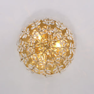 LightFixturesUSA - Luxe Brass Bloom Crystal Floral Cage Flush Mount Light - Ceiling Light - Gold - 