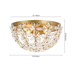 LightFixturesUSA - Luxe Brass Bloom Crystal Floral Cage Flush Mount Light - Ceiling Light - Gold - 