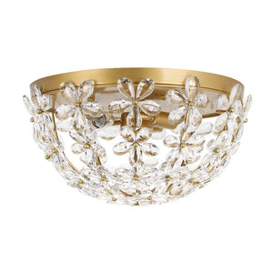 LightFixturesUSA - Luxe Brass Bloom Crystal Floral Cage Flush Mount Light - Ceiling Light - Gold - 