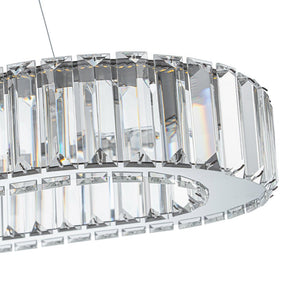 LightFixturesUSA - Luxe Chrome Crystal Dimmable LED Oval Halo Island Pendant - Chandelier - Chrome - 