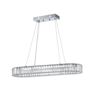 LightFixturesUSA - Luxe Chrome Crystal Dimmable LED Oval Halo Island Pendant - Chandelier - Chrome - 