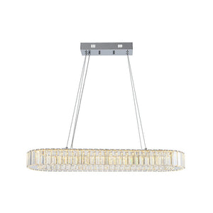 LightFixturesUSA - Luxe Chrome Crystal Dimmable LED Oval Halo Island Pendant - Chandelier - Chrome - 