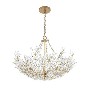 LightFixturesUSA - Luxe Gold Crystal Blossom Floral Basket Chandelier - Chandelier - Antique Gold - 