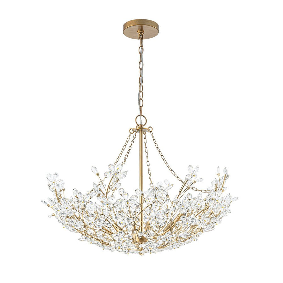 LightFixturesUSA - Luxe Gold Crystal Blossom Floral Basket Chandelier - Chandelier - Antique Gold - 