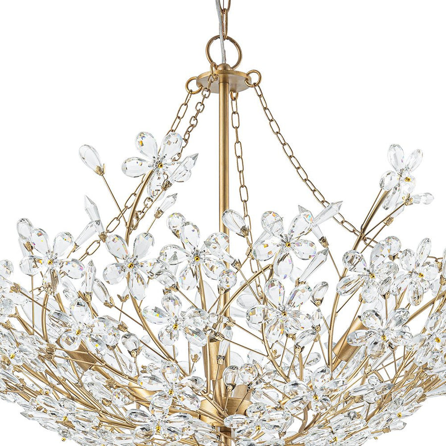 LightFixturesUSA - Luxe Gold Crystal Blossom Floral Basket Chandelier - Chandelier - Antique Gold - 