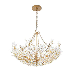LightFixturesUSA - Luxe Gold Crystal Blossom Floral Basket Chandelier - Chandelier - Antique Gold - 