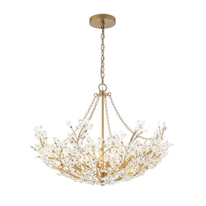 LightFixturesUSA - Luxe Gold Crystal Blossom Floral Basket Chandelier - Chandelier - Antique Gold - 