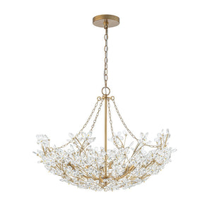 LightFixturesUSA - Luxe Gold Crystal Blossom Floral Basket Chandelier - Chandelier - Antique Gold - 