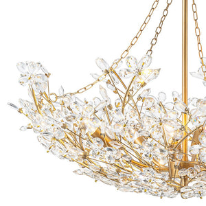 LightFixturesUSA - Luxe Gold Crystal Blossom Floral Basket Chandelier - Chandelier - Antique Gold - 