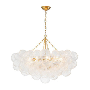 LightFixturesUSA - Luxe Large Cluster Rippled Glass Globe Round Bubble Chandelier - Chandelier - Brass - 