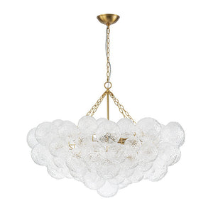 LightFixturesUSA - Luxe Large Cluster Rippled Glass Globe Round Bubble Chandelier - Chandelier - Brass - 
