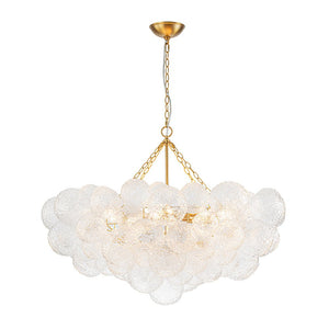 LightFixturesUSA - Luxe Large Cluster Rippled Glass Globe Round Bubble Chandelier - Chandelier - Brass - 