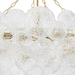 LightFixturesUSA - Luxe Large Cluster Rippled Glass Globe Round Bubble Chandelier - Chandelier - Brass - 