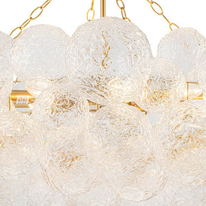 LightFixturesUSA - Luxe Large Cluster Rippled Glass Globe Round Bubble Chandelier - Chandelier - Brass - 