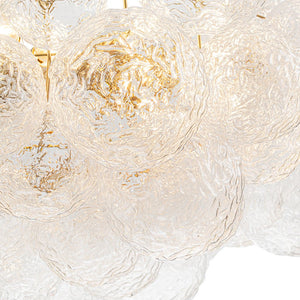 LightFixturesUSA - Luxe Large Cluster Rippled Glass Globe Round Bubble Chandelier - Chandelier - Brass - 