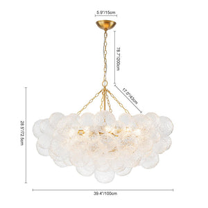 LightFixturesUSA - Luxe Large Cluster Rippled Glass Globe Round Bubble Chandelier - Chandelier - Brass - 