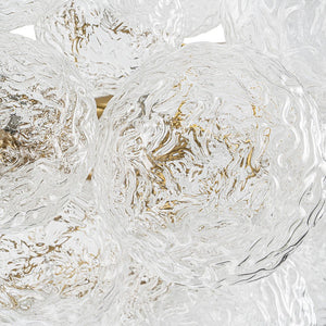 LightFixturesUSA - Luxe Large Cluster Rippled Glass Globe Round Bubble Chandelier - Chandelier - Brass - 