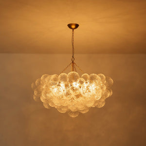 LightFixturesUSA - Luxe Large Cluster Rippled Glass Globe Round Bubble Chandelier - Chandelier - Brass - 