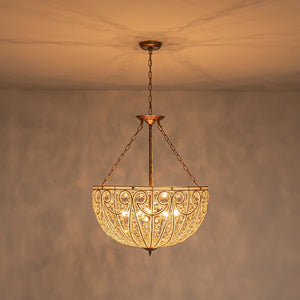 LightFixturesUSA - Luxe Moroccan Antique Bronze Crystal Round Cage Chandelier - Ceiling Light - L/6 - Lt - 