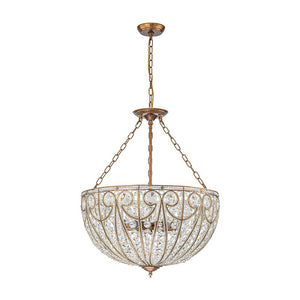 LightFixturesUSA - Luxe Moroccan Antique Bronze Crystal Round Cage Chandelier - Ceiling Light - L/6 - Lt - 