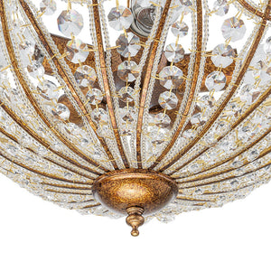 LightFixturesUSA - Luxe Moroccan Antique Bronze Crystal Round Cage Chandelier - Ceiling Light - L/6 - Lt - 
