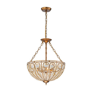 LightFixturesUSA - Luxe Moroccan Antique Bronze Crystal Round Cage Chandelier - Ceiling Light - M/5 - Lt - 