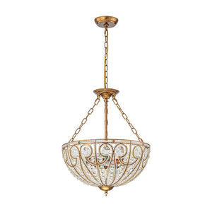 LightFixturesUSA - Luxe Moroccan Antique Bronze Crystal Round Cage Chandelier - Ceiling Light - M/5 - Lt - 