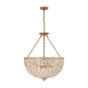 LightFixturesUSA - Luxe Moroccan Antique Bronze Crystal Round Cage Chandelier - Ceiling Light - M/5 - Lt - 