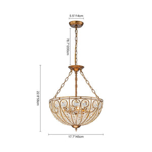 LightFixturesUSA - Luxe Moroccan Antique Bronze Crystal Round Cage Chandelier - Ceiling Light - M/5 - Lt - 