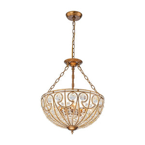 LightFixturesUSA - Luxe Moroccan Antique Bronze Crystal Round Cage Chandelier - Ceiling Light - M/5 - Lt - 