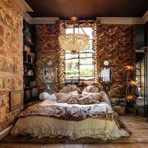 LightFixturesUSA - Luxe Moroccan Antique Bronze Crystal Round Cage Chandelier - Ceiling Light - M/5 - Lt - 