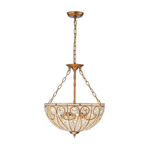 LightFixturesUSA - Luxe Moroccan Antique Bronze Crystal Round Cage Chandelier - Ceiling Light - M/5 - Lt - 
