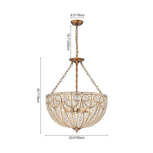 LightFixturesUSA - Luxe Moroccan Antique Bronze Crystal Round Cage Chandelier - Ceiling Light - M/5 - Lt - 