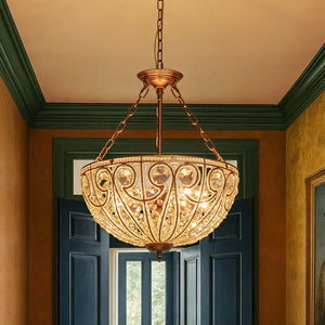 LightFixturesUSA - Luxe Moroccan Antique Bronze Crystal Round Cage Chandelier - Ceiling Light - M/5 - Lt - 