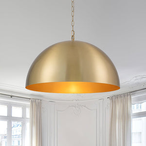 LightFixturesUSA - Luxe Oversized Brushed Brass Iron Large Dome Pendant Light - Pendant Light - 15.7 in. (Pre - Order) - 